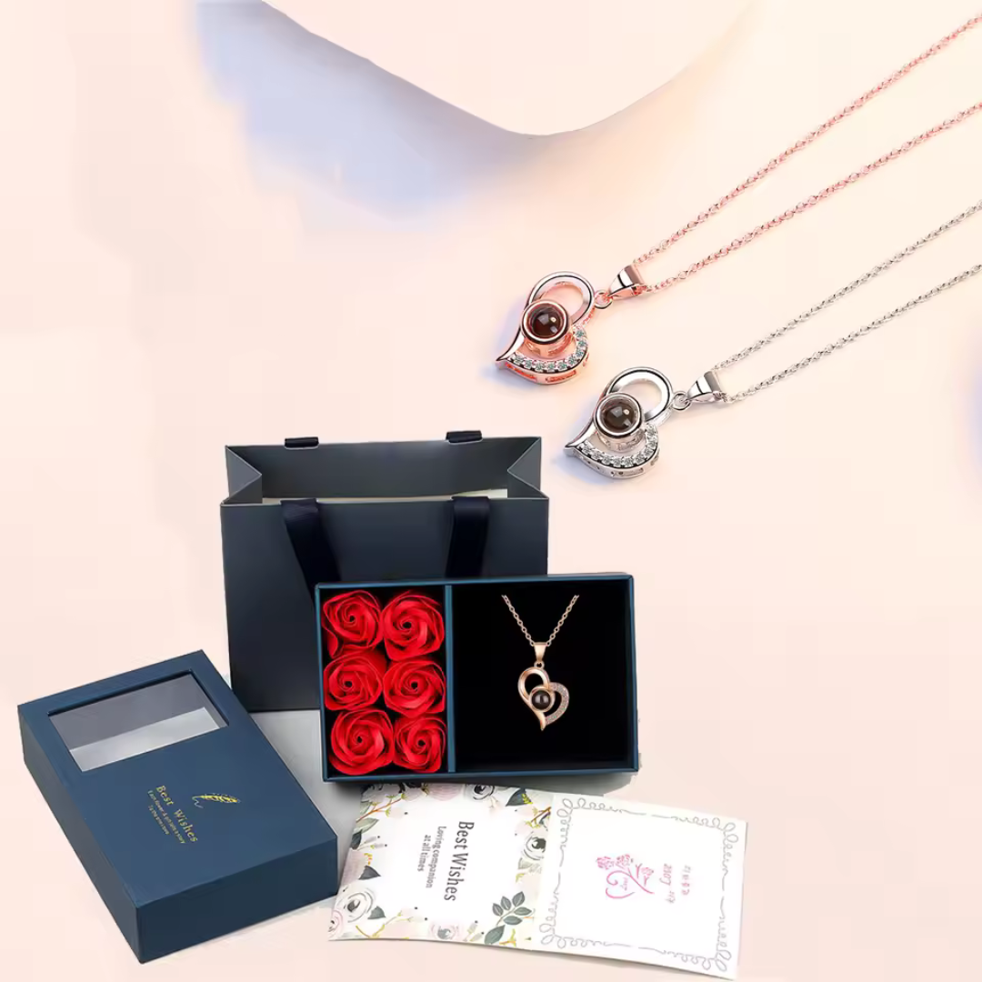 🎁Caja De Rosas Regalo Collar San Valentín💞